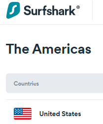 Surfshark US servers