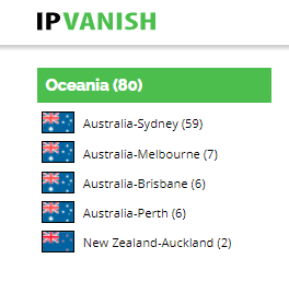IPVanish Australia servers