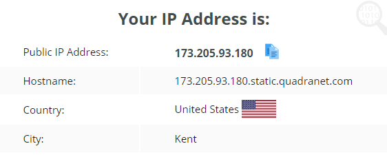 Windscribe Тест на утечку IP подключен к серверу в США