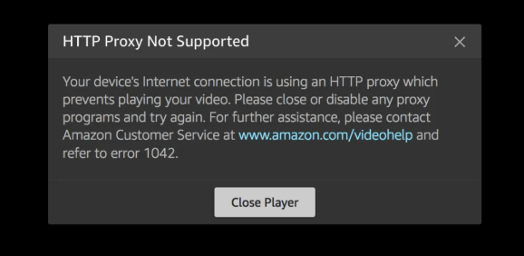 Amazon Prime Proxy Error