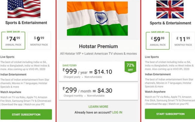Hotstar Prices UK And US