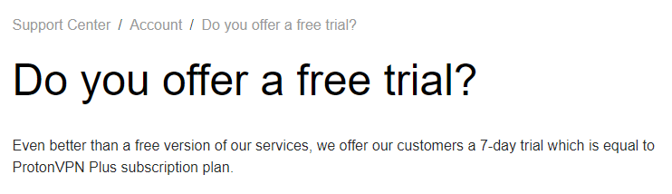 ProtonVPN 7-Day Trial Refund