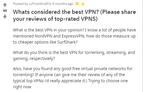 best VPN on Reddit