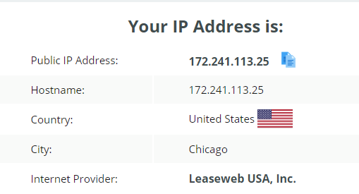 IP leak test on US server