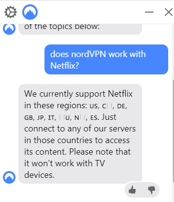 Support chat NordVPN