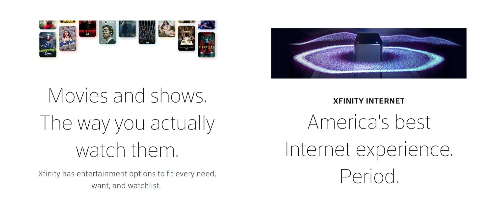 Xfinity Comcast homepage