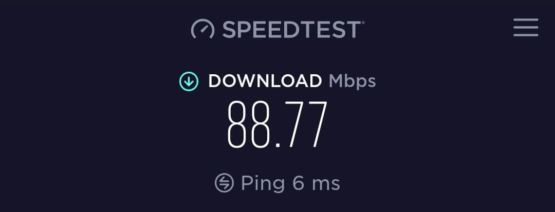 Speed test before connecting to the VPN