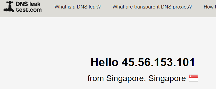 DNS leak test Singapore server