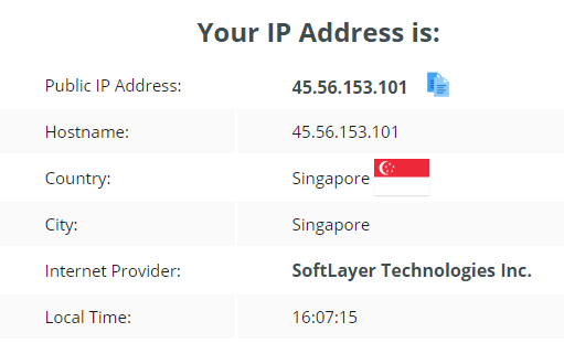 IP leak test Singapore server