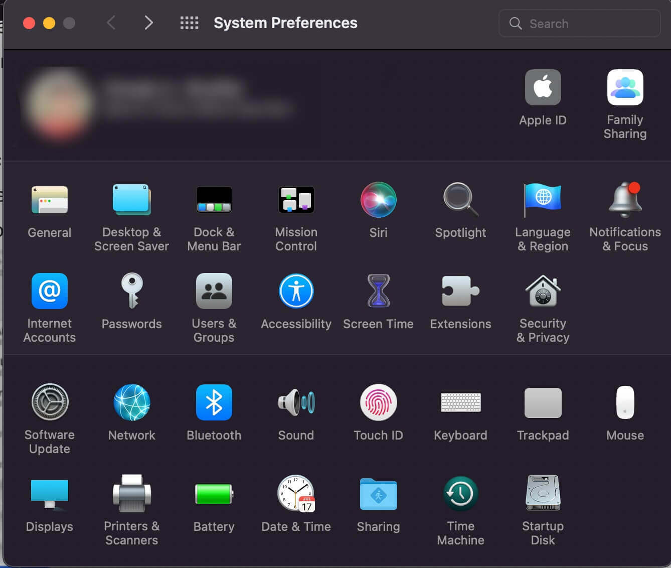System Preferences on MacOS