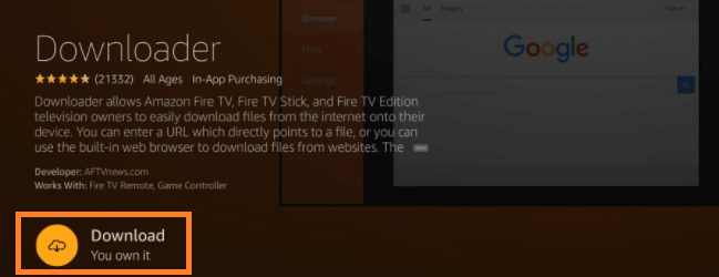 Downloader app on Firestick step 2
