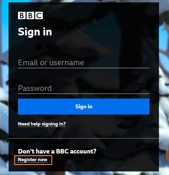 BBC iPlayer account creation step 2