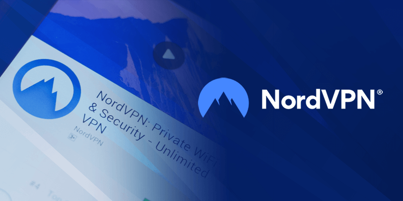 The NordVPN logo on a deep blue background