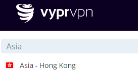 VyprVPN Hong Kong server