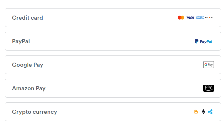 Surfshark payment methods