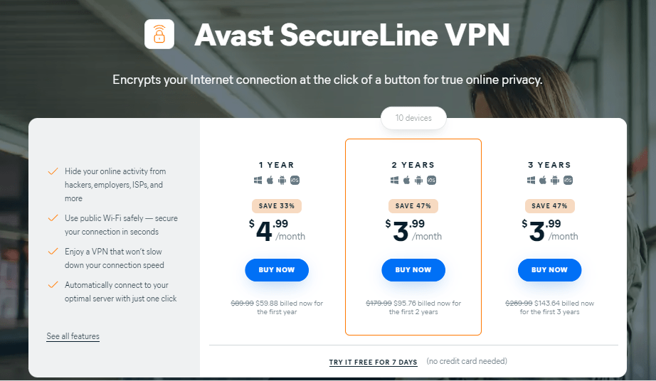 Avast SecureLine VPN sign up