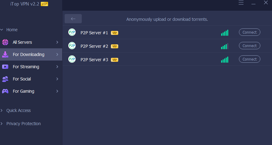 iTop VPN servers for downloading