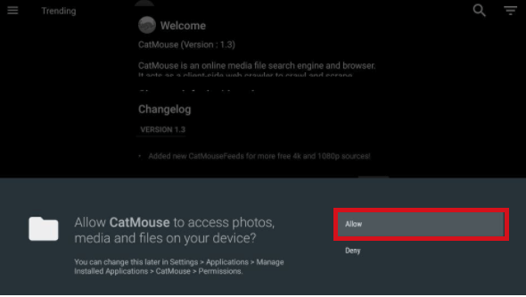 Click on allow in the message prompt