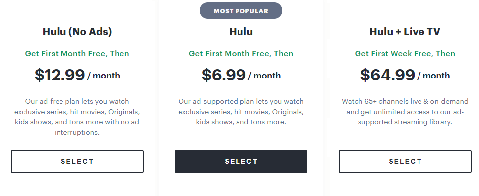 Цены Хулу