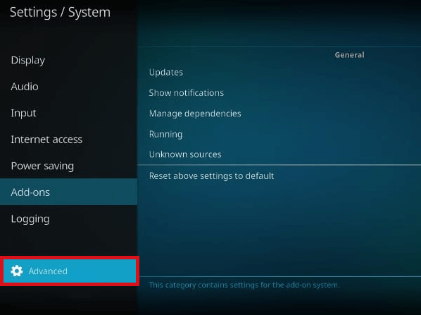 system settings advanced