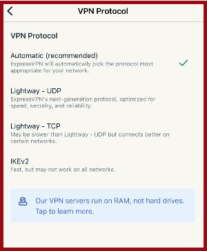 ExpressVPN iOS App Protocols