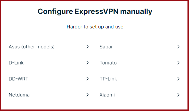 ExpressVPN routers manual configuration