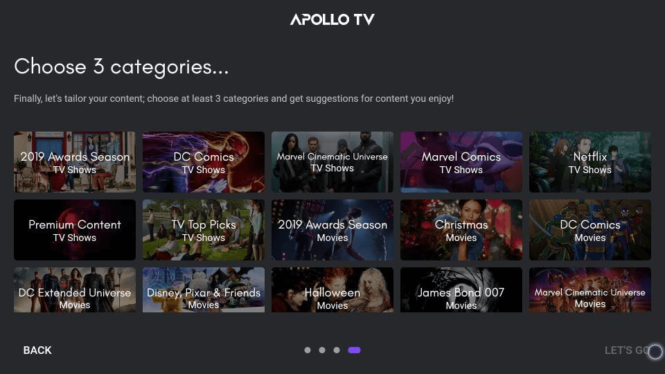 Choose category on Apollo Firestick