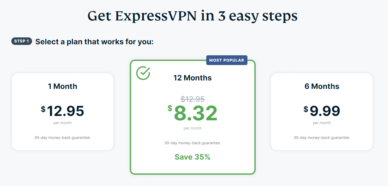 ExpressVPN Subscription Page