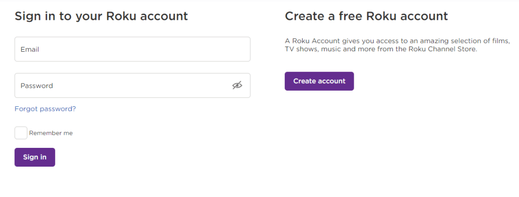 Sign In or Create an Account Roku