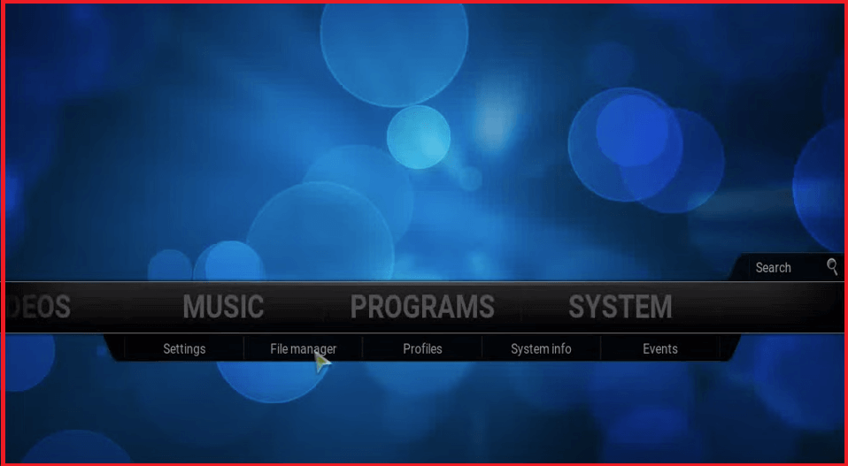 Kodi Home Screen With Pointer On File Manager